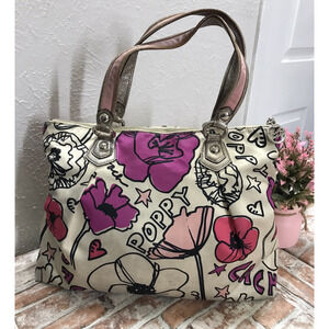 RARE Coach Poppy Graffiti Kyra Glam Bag Limited Edition 16”x14" Multicolor